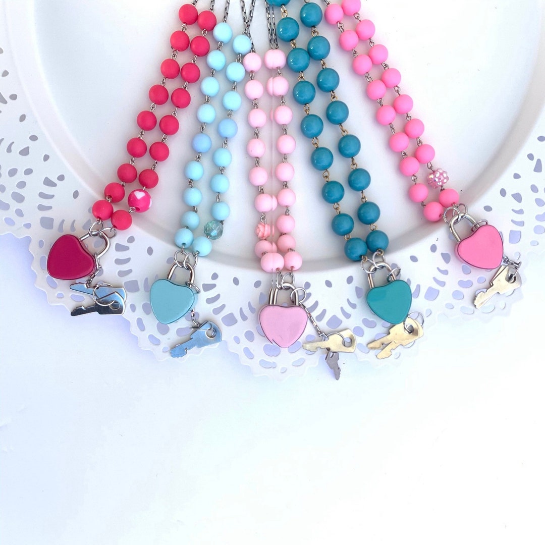 Heart Enamel Locket Padlock Statement Necklace Vintage Lock Etsy