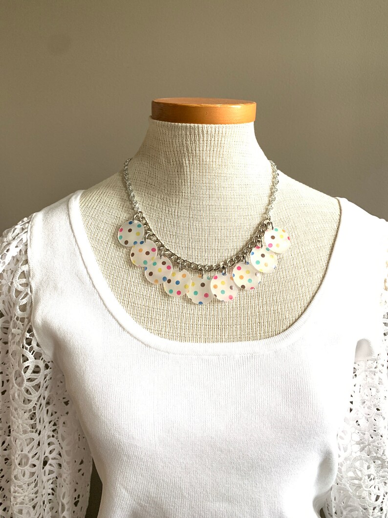 Confetti Necklace Multi Strand Colorful Bubblegum Choker Etsy