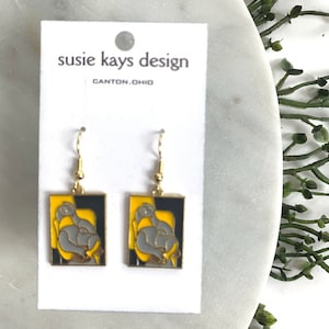 Picasso Dangle Earrings: Rhinestone Lucite, Mid Century Modern