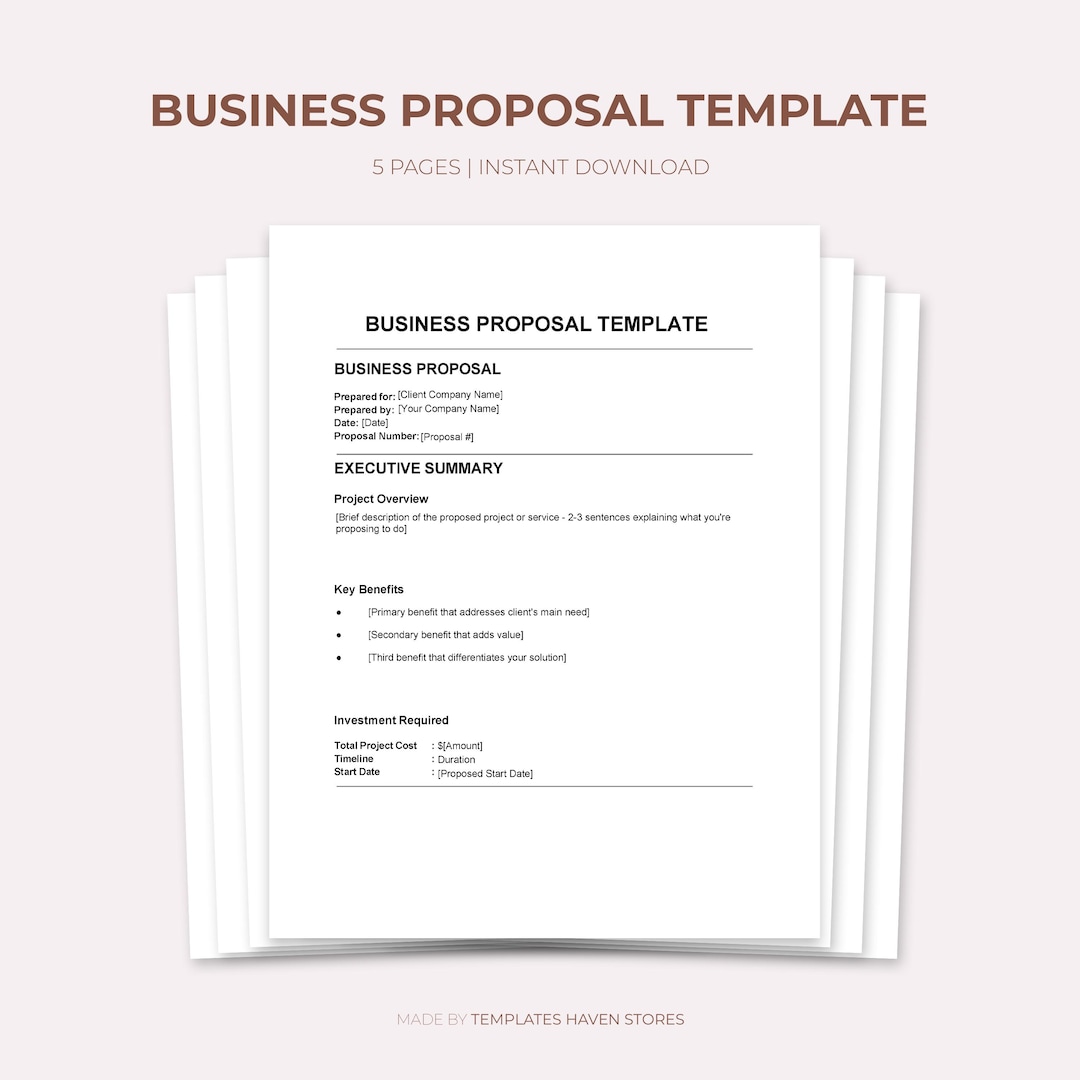 Business Proposal Template PDF | Minimalistic | Executive Summary ...