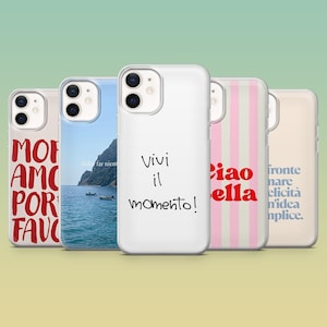 Italiaans Citaat Telefoonhoesje Italië Amor Italiaans Gezegde Cover voor iPhone 17Pro,16,15,14,13,12,Samsung S25,S24,S23Fe,S22,A56,Pixel 10,9Pro,8A