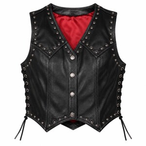 Men’s Black Studded Leather Vest Gothic Biker Motorcycle Vest – Western Rocker Lace Up Waistcoat