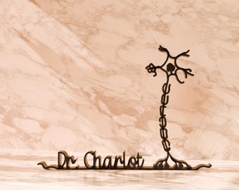 Escultura de arte lineal de axón de neurólogo: regalo personalizado para cardiólogos o médicos, decoración moderna para el hogar.