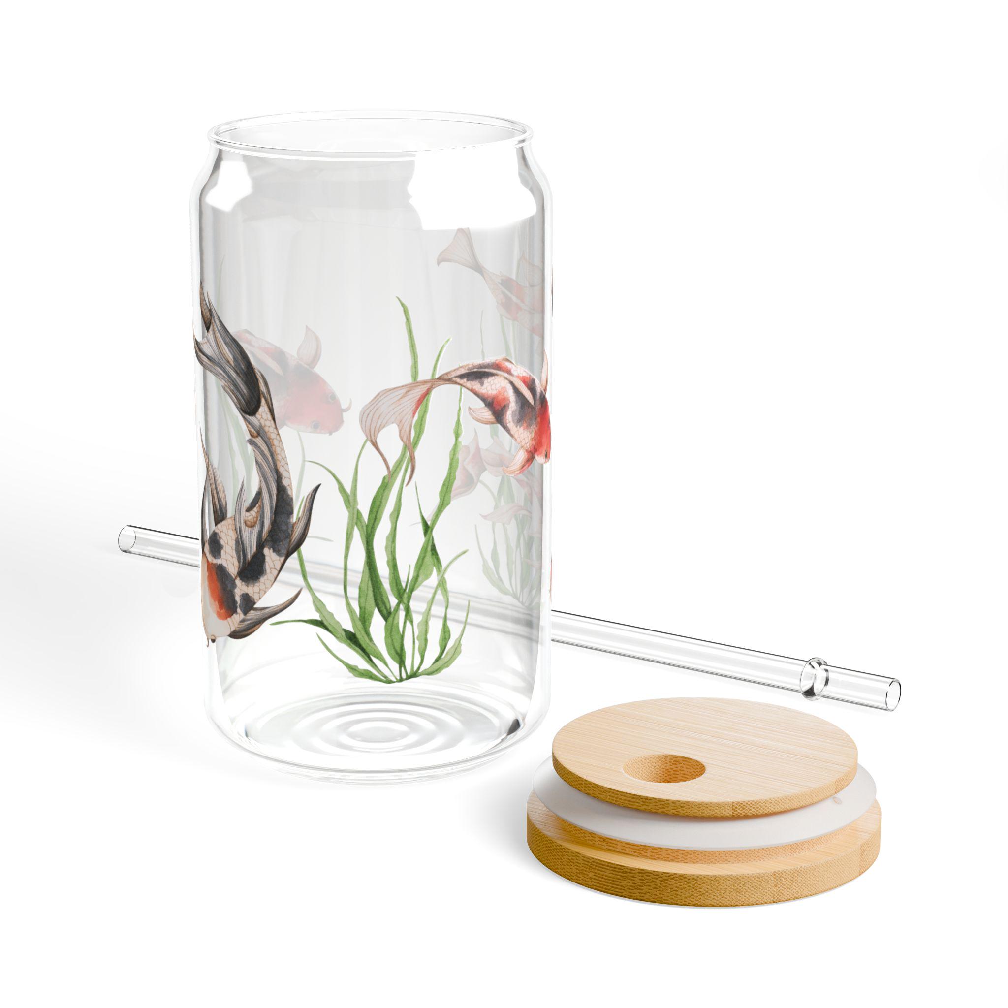 Koi Fish Aquarium Illustration Sipper Glass | 16oz, Koi Fish Lovers ...