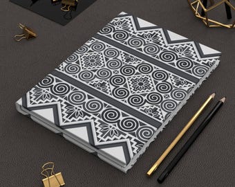 Hardcover Journal Hmong Stickmuster | Wunderschönes Notizbuch, Hmong Symbole und Motive, Hmong Stoff inspiriertes Journal, Geschenk für alle