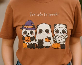Cute Halloween Panda T-Shirt | Unisex Garment-Dyed Tee, Spooky Shirt, Halloween Party Wear, Fall Fashion, Gift for Animal Lovers