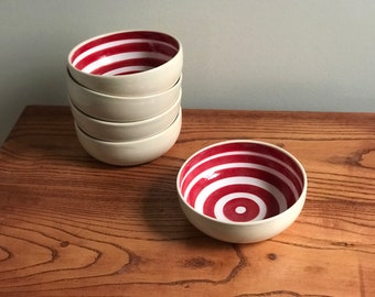 Bowl, Cereal, Soup, Salad, Red and White Stripes