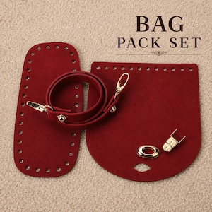 Vegan Suede Bag Making Kit, Crochet Bottom, Flap, Strap Set