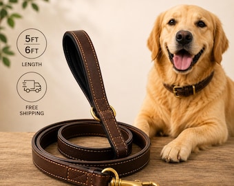 Correa para perros de cuero genuino, trenzada, con mosquetón de latón, disponible en longitudes de 1,5 m/1,8 m.