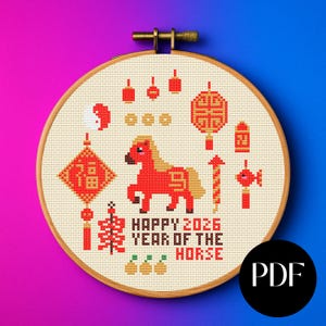 Schema punto croce Anno del cavallo, Zodiaco cinese (PDF)