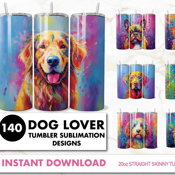 140 Dog Tumbler Wrap Bundle Dog Tumbler PNG 20oz Skinny Tumbler Sublimation Designs Dog Breed Tumbler Bundle Digital Download Dog Lover Gift