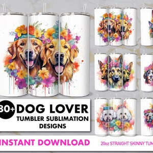 80+ Dog Tumbler Wrap Dog Tumbler PNG 20oz Skinny Tumbler Sublimation Tumbler Design Dog Breed Tumbler Bundle Digital Download Dog Lover Gift