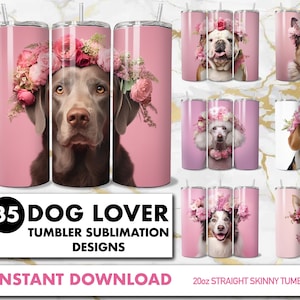 35 Dog Tumbler Wrap Dog Tumbler PNG 20oz Skinny Tumbler Sublimation Tumbler Designs Dog Breed Tumbler Bundle Digital Download Dog Lover Gift