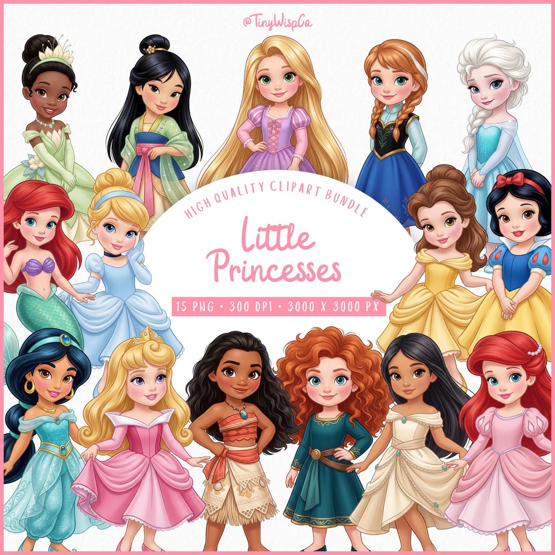 Little Baby Princess Clipart Bundle, 15 PNG Fairytale Girls, Storybook ...