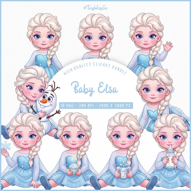 Elsa Text Baby Elsa Frozen Clipart Bundle, Ice Princess PNG, Winter Princess ...