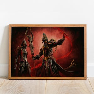 Warframe Retro Poster | Excalibur Wall Art | Wall Decor | Kraft Paper Print