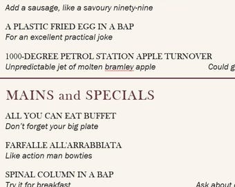 Alan Partridge Art Print – Menu of Classic Food & Drink Moments