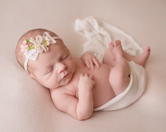 2x Baby Flower Headband Tieback Kids Hair Accessories Photo Prop Photography