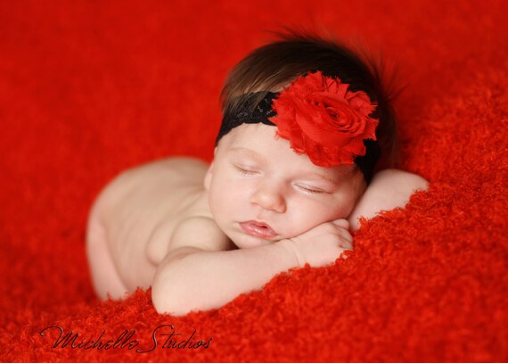red rose baby headband