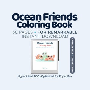 reMarkable Paper Pro Ocean Animals Coloring Book for Kids 2-4 Digital PDF