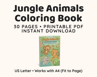 Jungle Animals Coloring Book for Kids Ages 4–6 (Printable PDF, 8.5x11)