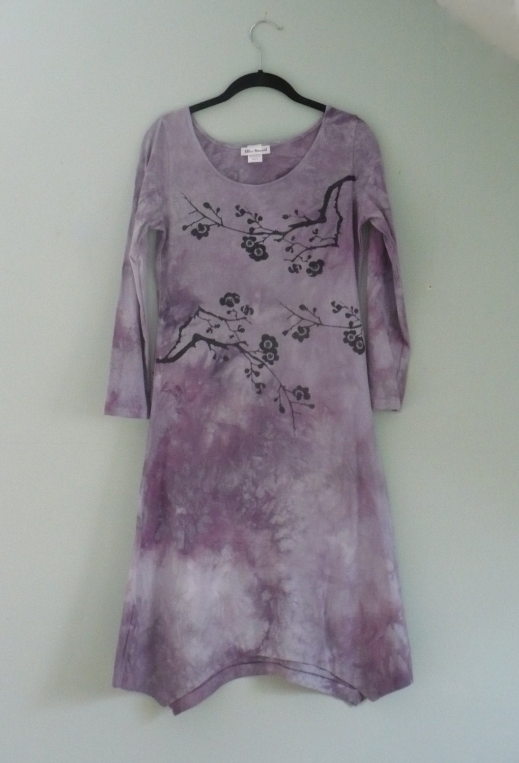 Purple Lavender Dress Hand Printed With Cherry Blossoms. - Etsy