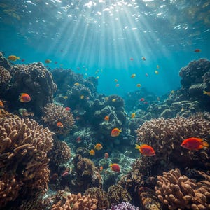 Stunning Underwater Coral Reef Photography - Vibrant Marine Life Art Print