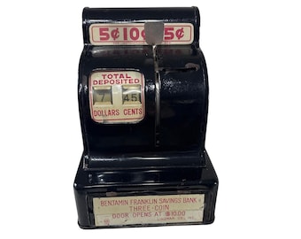 ビンテージ ベンジャミン・フランクリン貯金箱 – 3枚コイン式 – リネマー（日本）