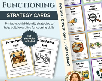 Flashcards de estratégia de funcionamento executivo: aprendizagem socioemocional para impressão (PDF)