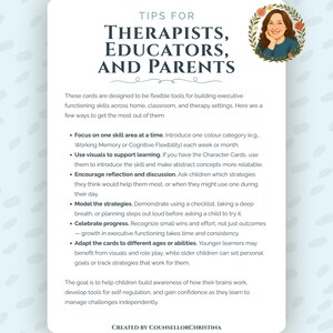 Pode incluir: Um cart&atilde;o branco com o texto "DICAS PARA TERAPEUTAS, EDUCADORES E PAIS" e marcadores com conselhos. Um retrato de uma mulher com flores est&aacute; no canto superior direito. O cart&atilde;o oferece dicas.