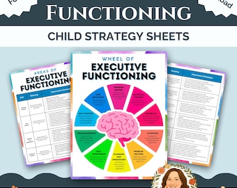 Folhas de Estratégia de Função Executiva para Crianças | Páginas de Referência Imprimíveis para Crianças + Roda | Recurso de SEL e Terapia