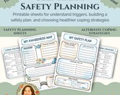 Self-Harm Support Worksheets | Awareness Map, Safety Plan, + Coping Strategies | Therapy Printable PDF