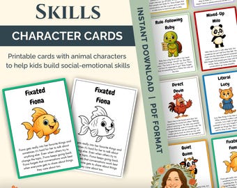Schede didattiche sugli animali per le abilità sociali: risorsa SEL per bambini (PDF)