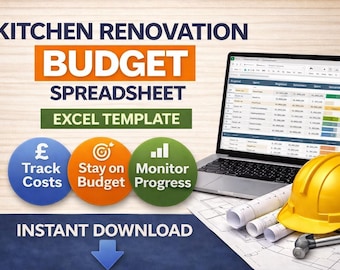 Kitchen Renovation Planner Spreadsheet | Budget Tracker, Timeline (Digital Download)