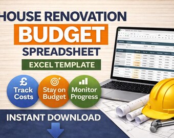 House Renovation Planning Spreadsheet | Budget Tracker, Timeline (Digital Download)
