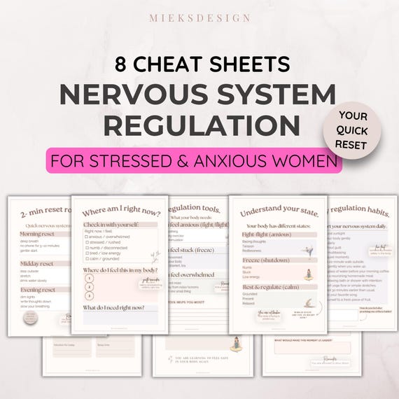 Nervous System Regulation Cheat Sheet, nervous system reset printable, anxiety stress relief, Trauma Healing, Stress Relief (PDF)