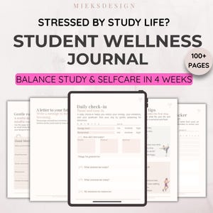 Student Wellness Journal | Digital selfcare Planner | Student Balance Journal | Mindful Student Planner | Printable Wellness