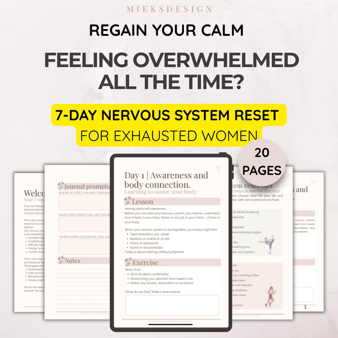 7 Day Nervous System Reset Regulation Guide| Stress Relief Workbook ...