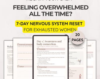 7 Day Nervous System Reset regulation guide| Stress Relief Workbook | Calm Your Mind Burnout Recovery Guide | Digital Self Care Planner PDF