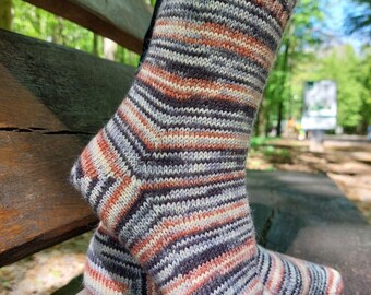Calcetines navideños de lana merino tejidos a mano, medias a rayas, calcetines para botas, pantuflas, imprescindibles para la temporada de frío, regalo para viajeros.
