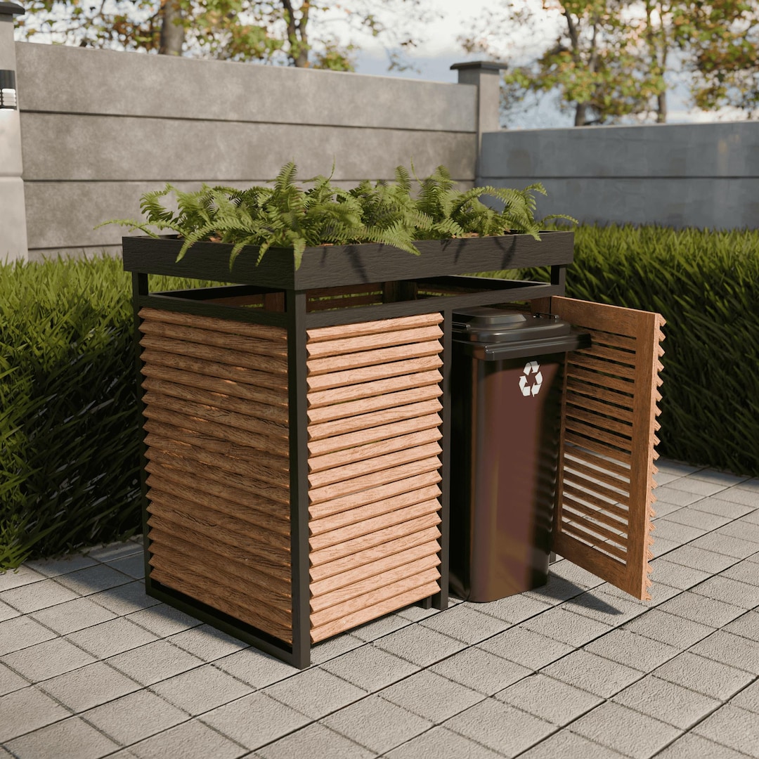 Woodworking Plans - DIY Trash Garbage Bin Enclosure Box Waste Box 64gal ...