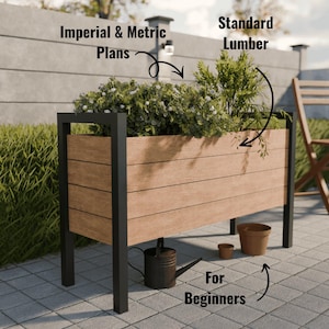 Descargar PDF – Plano de construcción de bancal elevado de madera DIY 120x74x40cm