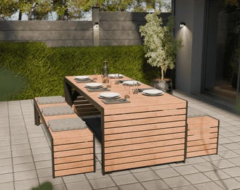 PDF Download - DIY Outdoor patio dining table bench plan 4x2"