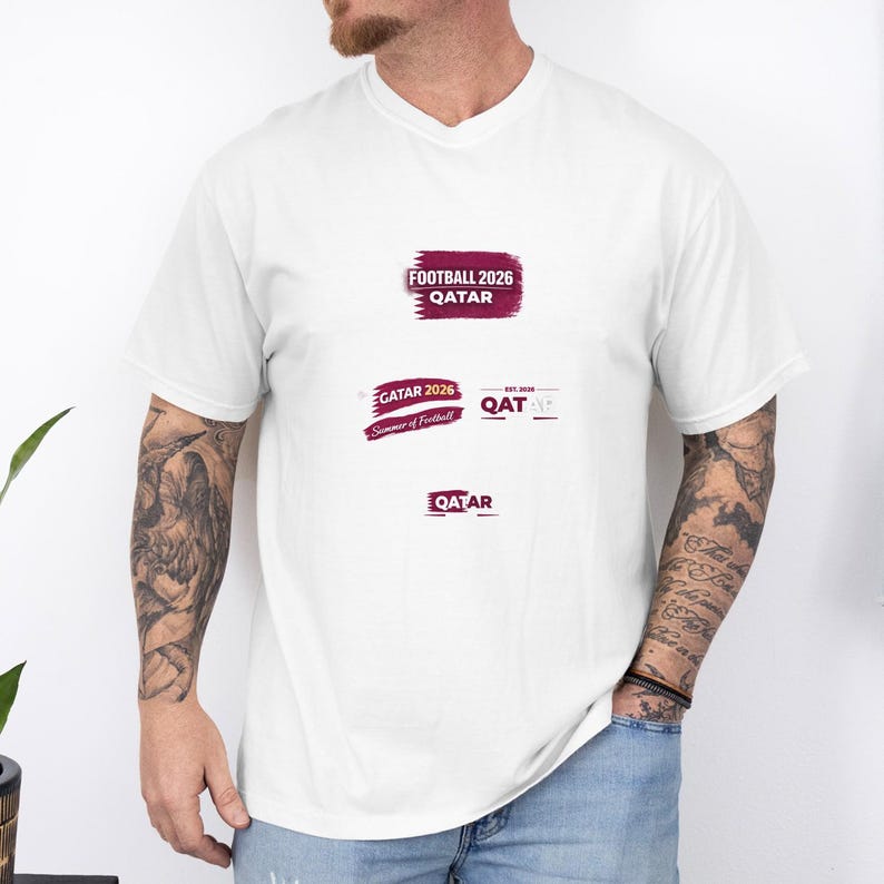 Camiseta de fútbol de Catar 2026 / Camiseta unisex con colores cómodos imagen 1