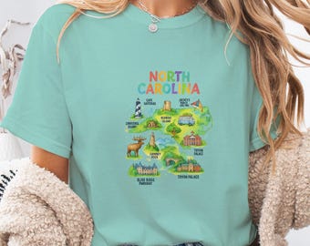 ノースカロライナ コンフォートカラーズ Tシャツ、ヴィンテージ州地図