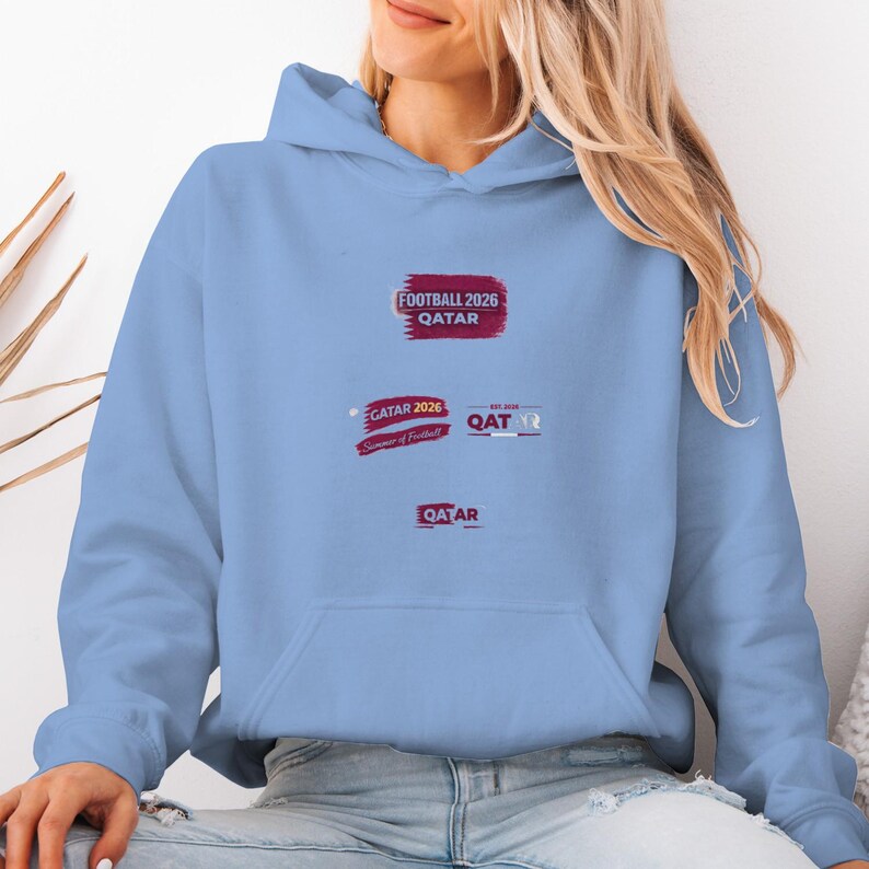Qatar 2026 Football Hoodie | Gildan Unisex Pullover image 5