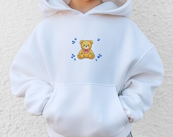 Teddy Bear Kids Hoodie – Minimalist Children's Sweatshirt