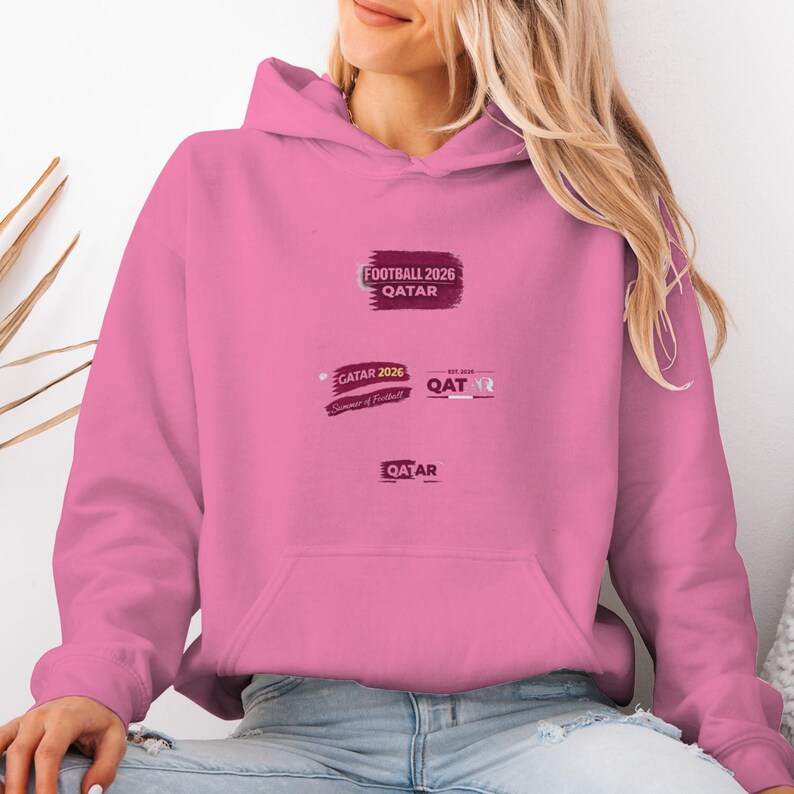 Qatar 2026 Football Hoodie | Gildan Unisex Pullover image 3