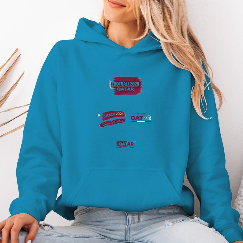 Qatar 2026 Football Hoodie | Gildan Unisex Pullover image 10