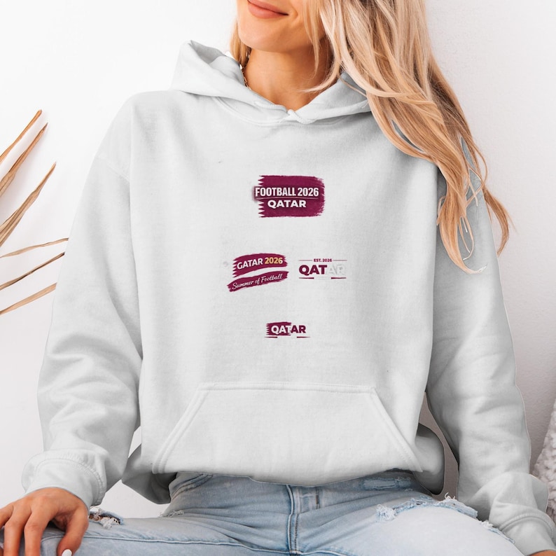 Qatar 2026 Football Hoodie | Gildan Unisex Pullover image 1